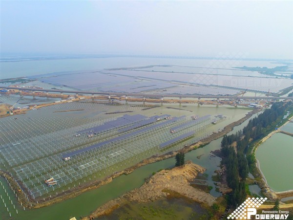 Powerway Renewable Energy will complete the project of fishery-solar hybrid power station by the end of this month in Zhanjiang China